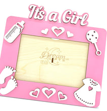 Load image into Gallery viewer, It&#39;s A Girl Baby Wooden Photo Frame Handmade Tabletop or Wall Decorative Gift - babycomfort.co.uk