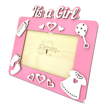 Load image into Gallery viewer, It&#39;s A Girl Baby Wooden Photo Frame Handmade Tabletop or Wall Decorative Gift - babycomfort.co.uk