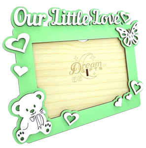 Our Little Love Baby Wooden Photo Frame Handmade Tabletop Wall Decorative Gift - babycomfort.co.uk