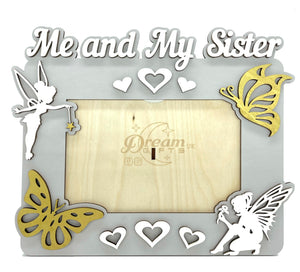 Me and My Sister Baby Wooden Photo Frame Handmade Tabletop Wall Decorative Gift - babycomfort.co.uk