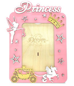 Princess Baby Wooden Photo Frame Handmade for Tabletop Wall Decorative Gift - babycomfort.co.uk