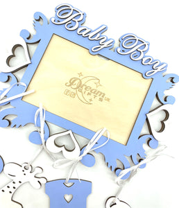 Baby Boy Wooden Photo Frame Handmade for Tabletop Wall Decorative Gift Idea - babycomfort.co.uk