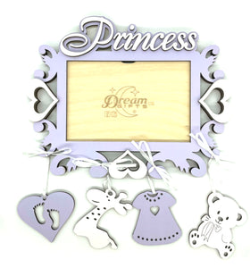 Princess Photo Frame Handmade Tabletop Wall Decorative Style Baby Girl Gift Idea - babycomfort.co.uk
