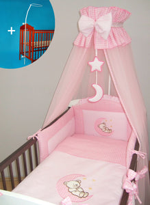 Luxury Cot Canopy with Holder / Drape Rod & Decorative Bow, Hanging Stars - babycomfort.co.uk