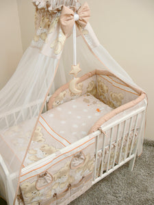 14 Pcs Bedding Set Padded Safety Bumper Canopy Fits Cot 120x60 cm / Cot Bed 140x70 cm, - babycomfort.co.uk