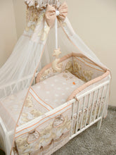 Load image into Gallery viewer, 7 Pcs Baby Bedding Set with Cot Canopy, Padded Thick Bumper 190cm, 140x70cm - Mika - babycomfort.co.uk