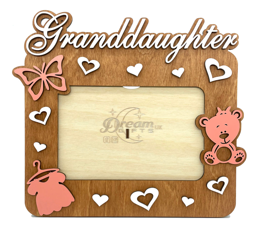 Granddaughter Wooden Photo Frame Handmade for Tabletop Wall Decorative Gift Idea - babycomfort.co.uk