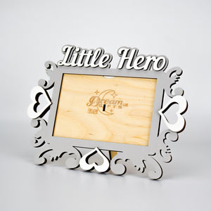 Little Hero, Wooden Photo Frame Custom Hand Made for Tabletop or Wall, Decorative Style, Gift idea