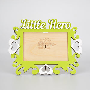Little Hero, Wooden Photo Frame Custom Hand Made for Tabletop or Wall, Decorative Style, Gift idea