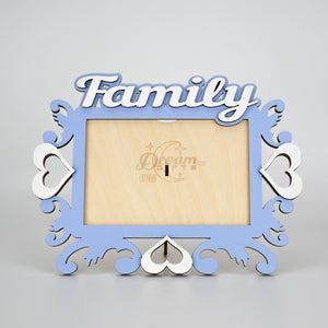 Family, Wooden Photo Frame Custom Hand Made for Tabletop or Wall, Decorative Style, Gift idea