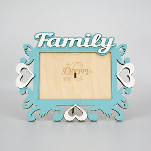 Family, Wooden Photo Frame Custom Hand Made for Tabletop or Wall, Decorative Style, Gift idea