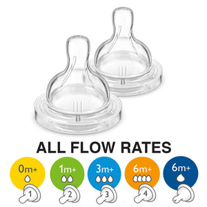 2pcs Baby Anti-Colic Bottle Silicone Teat Nipple All Sizes/Flow Rates - babycomfort.co.uk