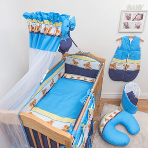 14 Pcs Bedding Set Padded Safety Bumper Canopy Fits Cot 120x60 cm / Cot Bed 140x70 cm, - babycomfort.co.uk