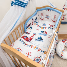 Load image into Gallery viewer, 7 Piece Nursery Cot Bedding Set / Pillowcase / Duvet Cover / Bumper / Canopy - babycomfort.co.uk