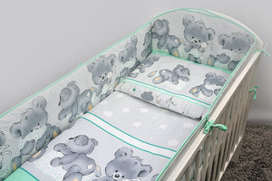 10 Piece Nursery Baby Cot Bedding Set with All-Round 360cm Bumper (120x60cm) - Mika - babycomfort.co.uk