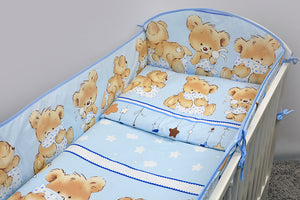 6 Pcs Nursery Baby Cot Bed Bedding Set, All-Round Bumper 420cm, 140x70cm - Mika - babycomfort.co.uk