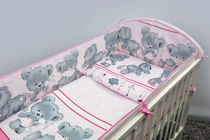 4 Piece Toddler Kids Cot Bed Set 135x100 cm Duvet Pillow Duvet Cover Pillowcase - Mika - babycomfort.co.uk