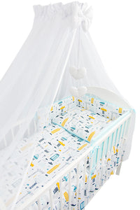10 Piece Baby Cot Bedding Set 140/120 Duvet Cover Cot Bed Safety Bumper Canopy - babycomfort.co.uk