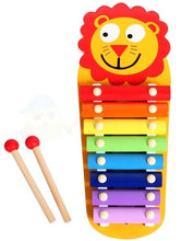 Load image into Gallery viewer, Toy Xylophone for Children, Wooden Musical Instrument with Bright Multi-Coloured Metal Bars and Child-Safe Mallets-Leo - babycomfort.co.uk