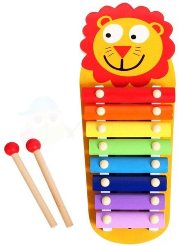Toy Xylophone for Children, Wooden Musical Instrument with Bright Multi-Coloured Metal Bars and Child-Safe Mallets-Leo - babycomfort.co.uk