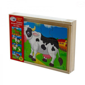 4 in 1 Wooden Puzzle Traffic Animal Safari Children’s Kids Learning Fun Toy Activity - babycomfort.co.uk